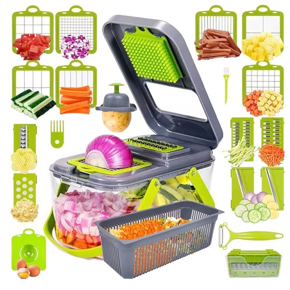 Other - Multi-Function 20 in 1 Vegetable Chopper with Green Accents